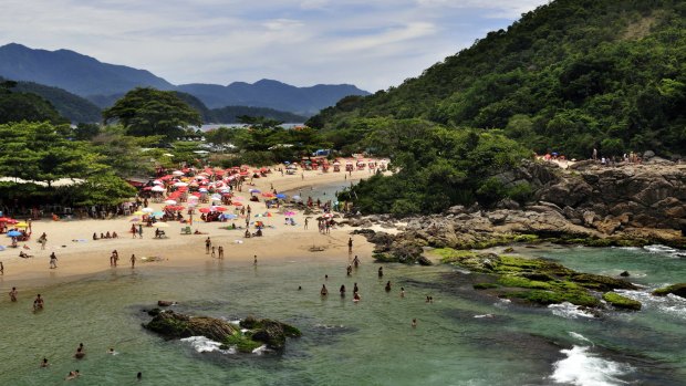 Busy beach in Trinidade, Paraty.