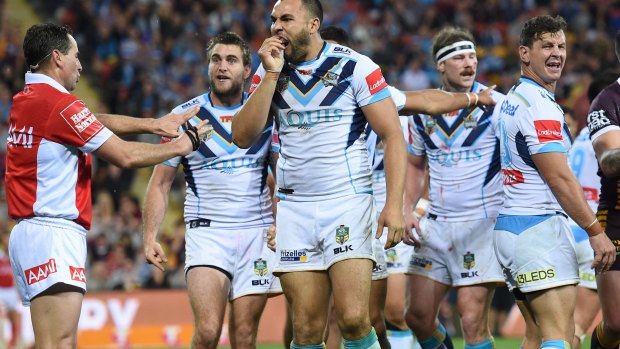 Sight lines: The Gold Coast Titans were  incensed by a string of refereeing decisions in Friday night’s elimination final against the Broncos.