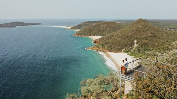 The short Tomaree Head Summit Walk is a great way to take in views of Port Stephens.