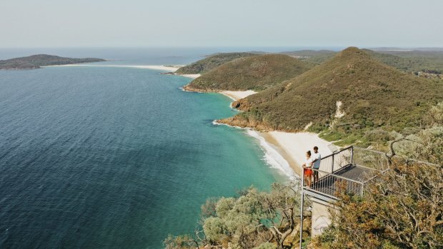 The short Tomaree Head Summit Walk is a great way to take in views of Port Stephens.