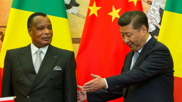Republic of Congo President Denis Sassou Nguesso, left, with Chinese President Xi Jinping.