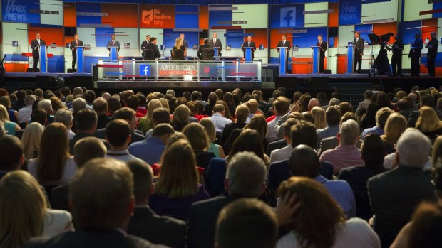 Republican presidential candidates on the stage for the debate. 