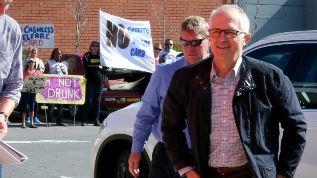 Protesters also greeted Prime Minister Malcolm Turnbull during his visit to Ceduna.