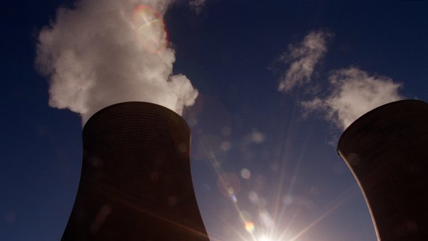 Cooling towers at the brown coal-fired Loy Yang power plant in Victoria's La Trobe Valley.