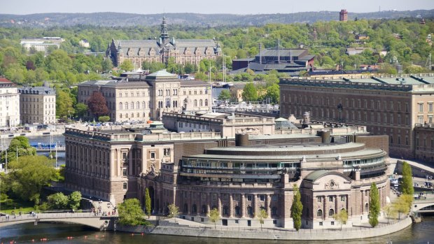 Central Stockholm's grand buildings.