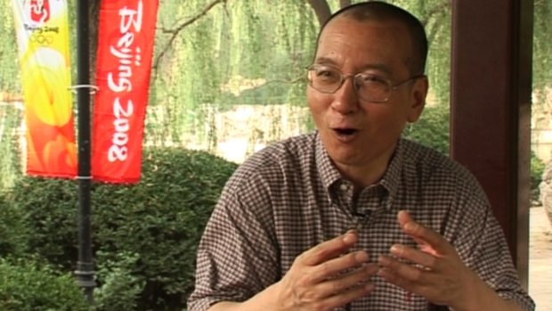 Liu Xiaobo during an interview at a park in Beijing in 2008.
