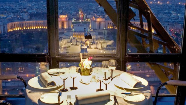 Jules Verne restaurant in the Eiffel Tower.