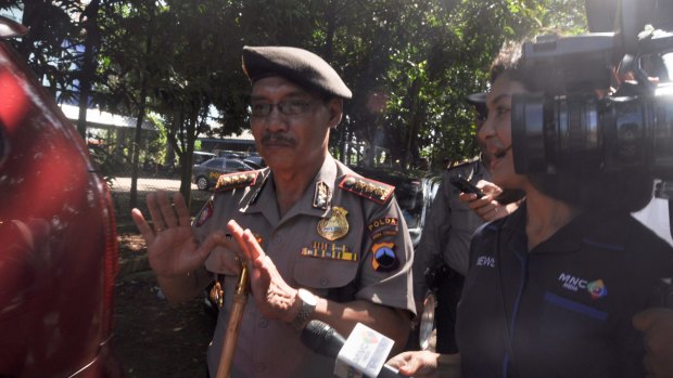 Police oversee preparations for the executions in Cilacap, the closest town to Nusakambangan where the prisoners will be shot.

