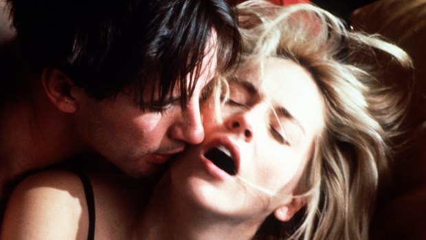 Sharon Stone and Alec Baldwin in a scene from <i>Sliver</i>.

