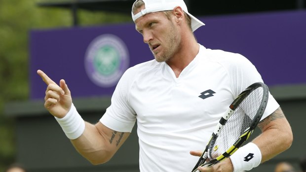Coming out on top: Sam Groth is on a collision course with Roger Federer.