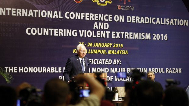 Malaysian Prime Minister Najib Razak at a conference on combating extremism earlier this year.