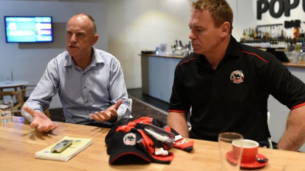 Respected rugby league administrator Steve Noyce (left) and Greg Florimo at the North Sydney Bears club earlier this year.