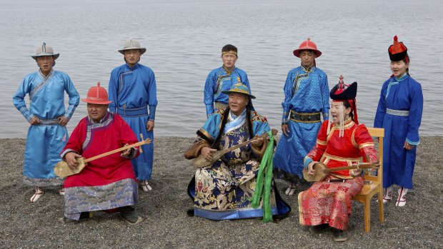 Throat singers in traditional dress.