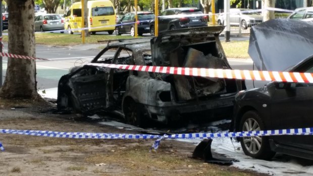 Police are investigating after a car exploded on St Kilda Road. 