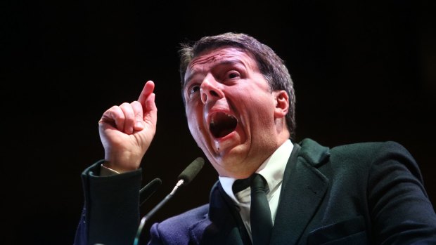 Italian PM Matteo Renzi speaks at the 'Yes' campaign's final rally ahead of the referendum on constitutional reform in Florence, Italy, on Friday.