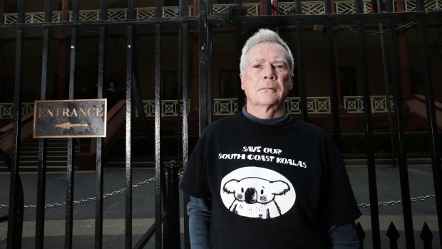 No entry: Noel Plumb was denied entry to NSW Parliament House for wearing this T-shirt. 