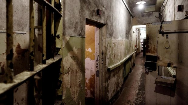 A view of the basement prison cells at the former KGB, or Cheka headquarters known by locals as the Corner House in Riga capital of Republic of Latvia.