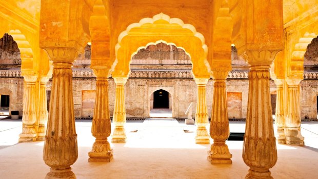  The Courtyard Of The Amber Fort Jaipur Rajasthan India.