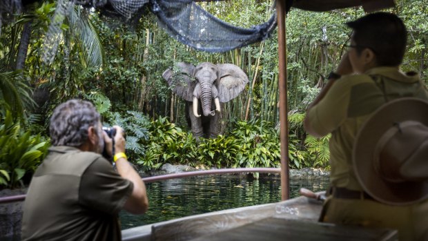 On board the newly reopened Jungle Cruise at Disneyland after racially offensive depictions of 'natives' were removed.