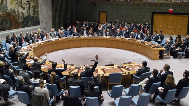 Members of the United Nations Security Council vote in favour of condemning Israel for its practice of establishing settlements in the West Bank and east Jerusalem. 