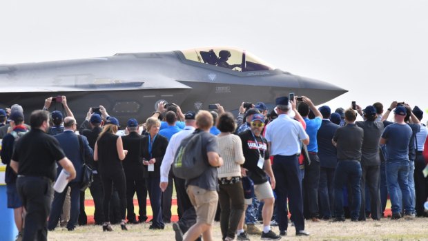 Crowds get up close and personal with an F-35 Joint Strike Fighter