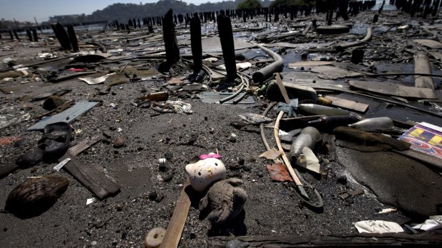 Bodies of water, such as Guanabara Bay [pictured in 2015] remain badly polluted despite promises to drastically improve them as a legacy achievement of the Olympics.