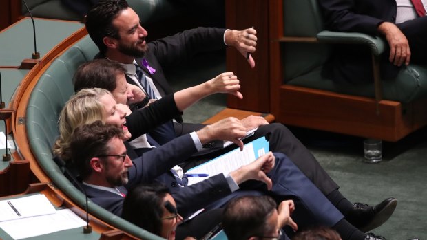 The Opposition frontbench during question time on Tuesday.
