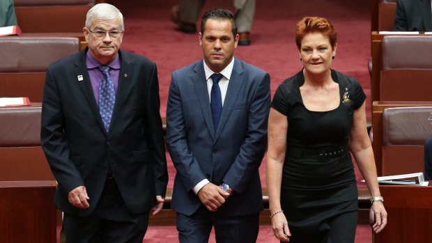 Senator Brian Burston and Senator Pauline Hanson welcomed Senator Peter Georgiou to the Senate, as he  replaced Rod Culleton as WA in March.