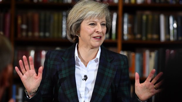 British Home Secretary Theresa May launches her bid to become the next Conservative Party leader in London.
