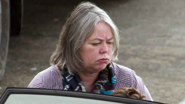 Sue Miller, mother of murdered British backpacker David Miller, arrives at court.