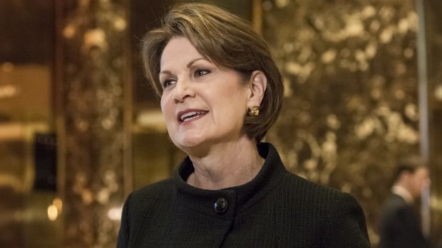 Marillyn Hewson, president and chief executive of Lockheed Martin, in the lobby of Trump Tower in New York, prior to Trump's inauguration.