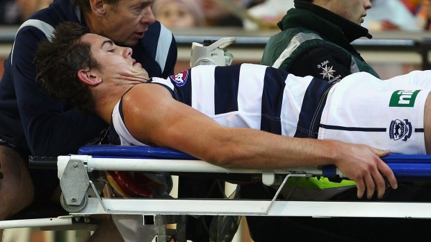 Five years ago: Daniel Menzel is stretchered off in the 2011 qualifying final.