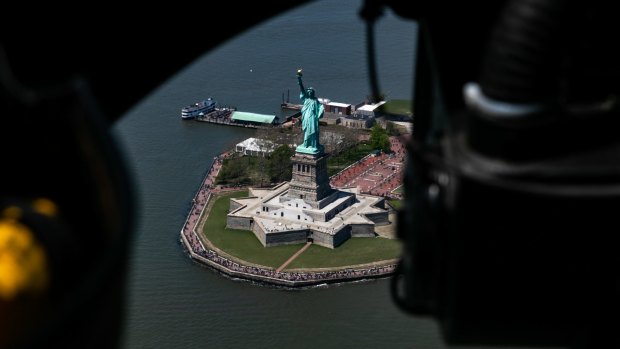 The Statue of Liberty is seen during a Blade helicopter ride above New York.