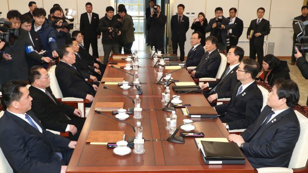 The two Korean' delegations meet on Tuesday.
