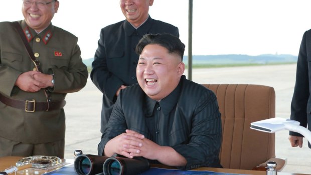 North Korean leader Kim Jong-un attends what was said to be the test launch of an intermediate range missile on September 16.