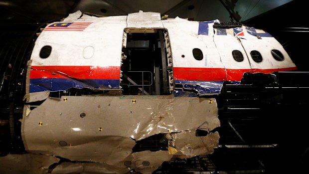 A general view of the wreckage of flight MH17 at the Gilze-Rijen Military Base in Gilze-Rijen, Netherlands.