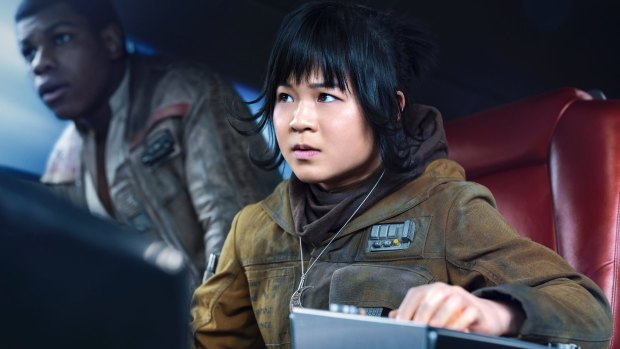 Kelly Marie Tran, the first Asian-American woman to star in the saga. With John Boyega as Finn, left, in Star Wars: The Last Jedi, they are examples of increased diversity in the franchise.