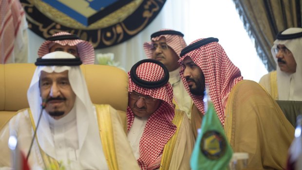 King Salman of Saudi Arabia, left, and Mohammad Bin Salman Al Saud, Defence Minister.