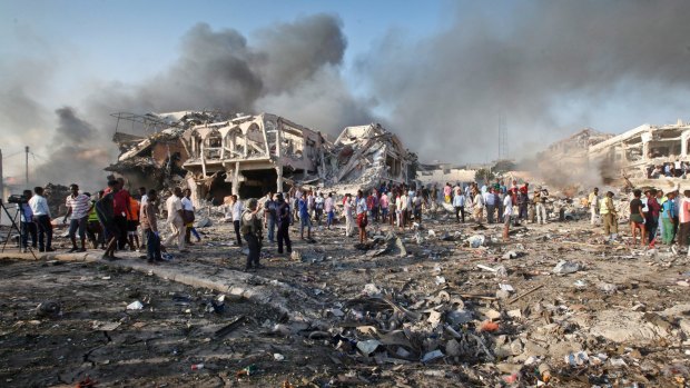 The horrific aftermath of the October 14 attack in Mogadishu, which killed hundreds of Somalis.