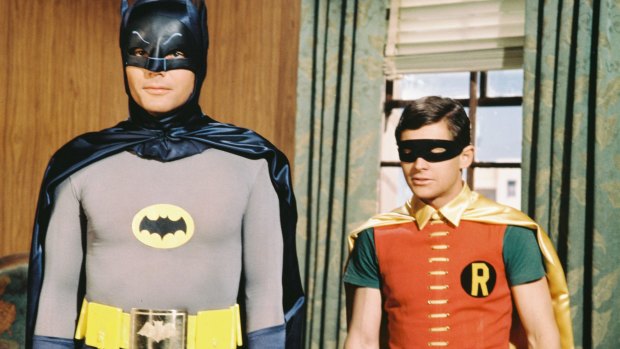 The Dynamic Duo: Adam West as Batman and Burt Ward as Robin.