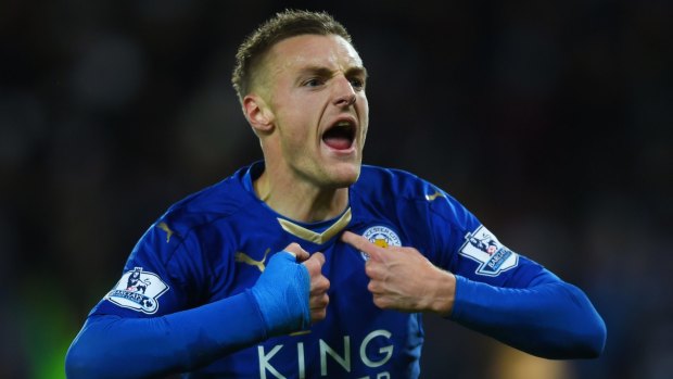 Star man: Jamie Vardy's goals have fired Leicester to the title.