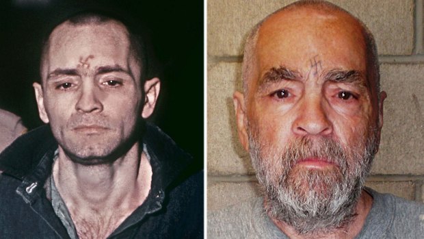 Face of evil: Charles Manson during his trial in 1971, and in prison in 2009.