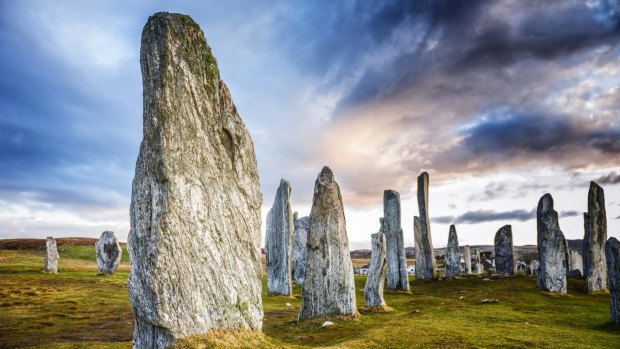 The ancient standing stones of Callanish on Lewis in the Outer Hebrides of Scotland. 