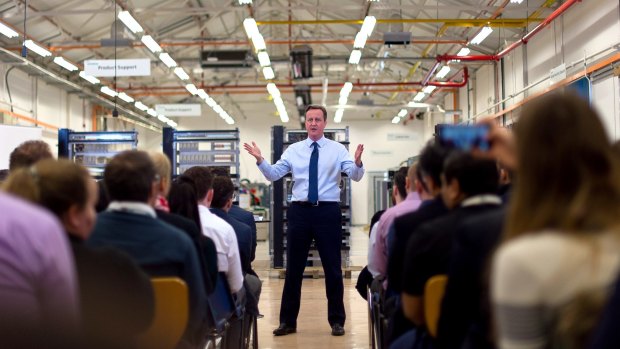 British Prime Minister David Cameron at the Siemens Chippenham plant on on Tuesday.
