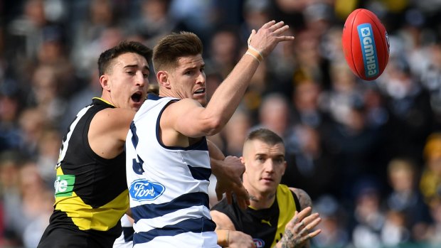 Major influence: Zac Smith has been Geelong's most consistent big man in 2017. 
