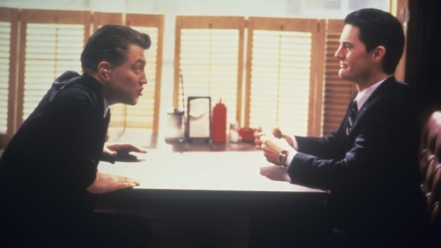 <i>Twin Peaks</i> co-creator David Lynch, left, as FBI Bureau Chief Gordon Cole and Kyle 
MacLachlan as Agent Dale Cooper.