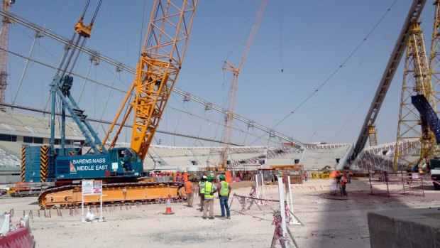Construction at the Khalifa Stadium in Doha, Qatar – one of the venues for the 2022 FIFA World Cup.
