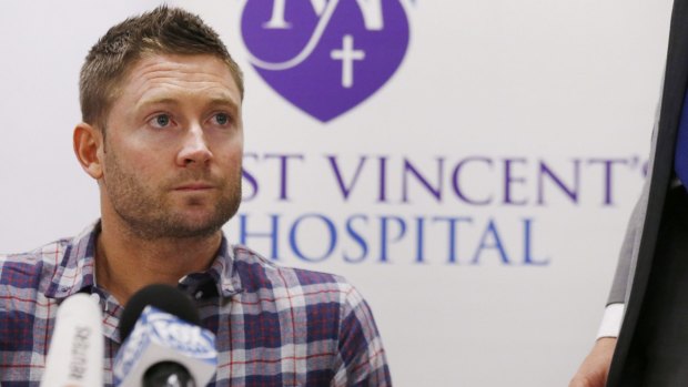 "We're devastated": Australian cricket captain Michael Clarke pauses before reading the Hughes' family statement. 