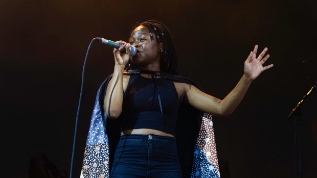 Sampa the Great performing at Splendour in the Grass.  