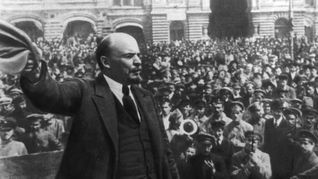 This manager knew how to work a room: Vladimir Lenin addresses a crowd in Moscow's Red Square in October 1917.